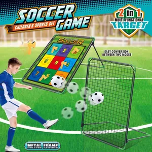 Portable 2-in-1 kids soccer goal set with metal frame and scoring target practice net
