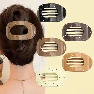 Women Elegant Polka Dot Hair Claw Clip Oval Hollow Design Glossy PS Plastic Shark Clip Large Hairpin Hair Accessories