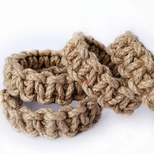 Handcrafted Nordic bohemian jute rope curtain tiebacks with rustic braided texture