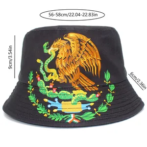 Specifiche dettagliate delle dimensioni per il cappello a secchiello nero del Messico