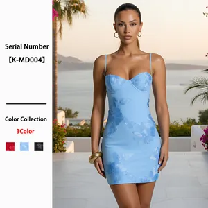 Women Sexy 3D Flower Embroidery Camisole Dress Sleeveless Backless Bodycon Mini Party Dress Elegant Evening Gown Clubwear