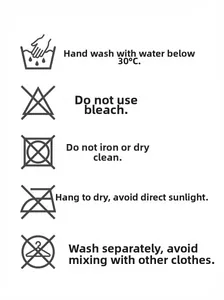 Detailed garment care label showing hand wash icons and drying instructions for lace hosiery