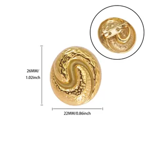 Detail view of a vintage gold floral brooch showing size dimensions and pin closure