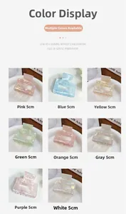 Detailed 5cm iridescent square hair claw clips in eight gradient marble colors