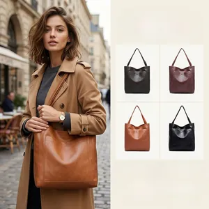 Détails de grands sacs cabas en simili cuir disponibles en quatre coloris