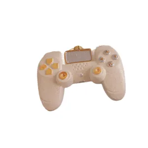 Glittering game controller Christmas ornament in cream white for holiday tree decor
