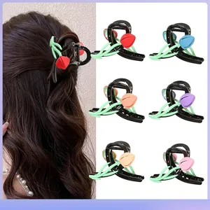 Elegant Tulip Flower Hair Claw Clip Sweet Korean Style Lacquered Black Base Resin Hair Accessory For Women Daily Styling