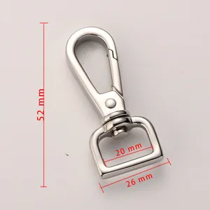 Polished 316 stainless steel swivel snap hook with 20mm inner width measurements