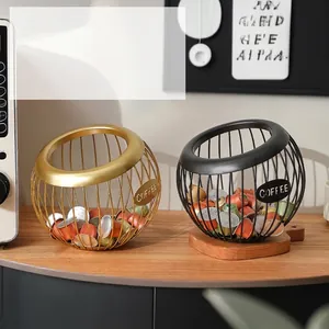 Coffee Pod Holder Metal Wire Capsule Storage Basket Spherical Espresso Organizer For Home Cafe Bar Countertop Decor