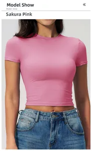 Close-up of slim-fit cherry blossom pink yoga crop top with premium ribbed texture