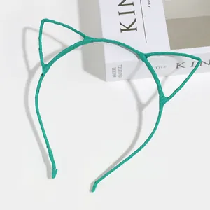 Serre-tête oreilles de chat turquoise chic avec revêtement tissu pour les fêtes