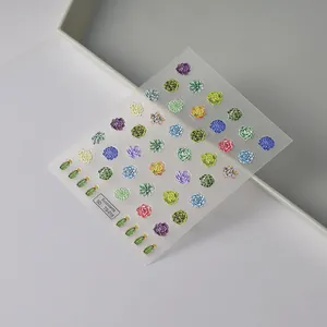 Détail de stickers 5D pour ongles avec motifs succulents et texture en relief 3D adhésive