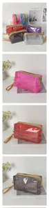 Detail der Glitzer-PVC-Kosmetiktasche mit Metallreißverschluss und Trageschlaufe