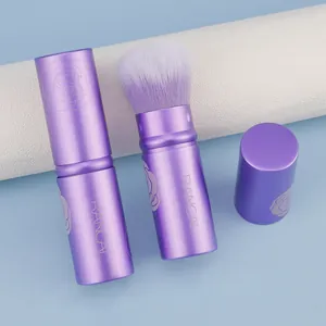 Pennello trucco viola retrattile con motivo a rosa 3D e setole sintetiche morbide