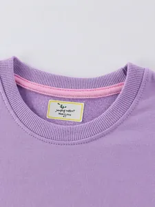 Girls purple unicorn sweatshirt with ribbed round neck and high-quality cotton fabric