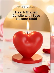 Detail of DIY heart silicone mold for making candles with a built-in round base