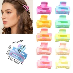 Pinces à Cheveux Petites en Plastique Couleur Macaron Rectangulaire Imprimé Marbre Accessoires de Coiffure pour Femmes