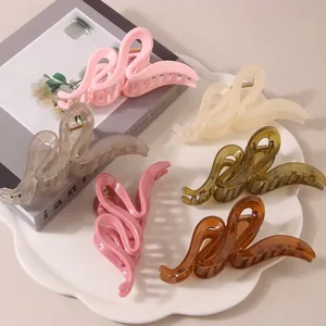 Grande Pince à Cheveux Ondulée Couleur Macaron Pour Femmes Filles Cheveux Epais Pince Requin en Résine Accessoire de Coiffure