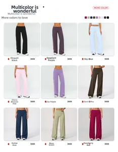Collage de neuf pantalons de yoga évasés colorés à taille haute et repliée