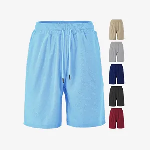 Men summer casual shorts in breathable jacquard fabric with elastic drawstring waist