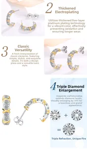 Dettaglio di orecchini in argento s925 e moissanite con placcatura platino e motivo a X