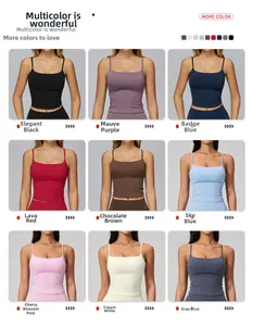 Aperçu de neuf couleurs vives des hauts de sport et yoga à bretelles fines