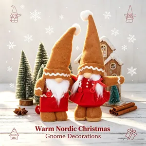 Nordic Gingerbread Man Christmas Gnome Decorations Plush Rudolf Doll Xmas Tree Desktop Ornaments For Home Holiday Decor
