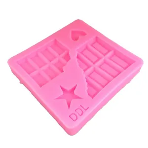 Pink silicone mold for DIY waffle chocolate and heart star shaped dessert making