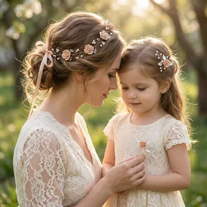 Handmade Floral Bridal Hair Sticks Alloy Resin Rose Faux Artificial Pearl Rhinestone U Shaped Hair Pins For Wedding Party Women Jewelry