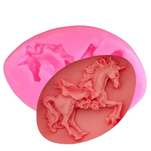 DIY pink unicorn silicone mold for fondant cake decoration and chocolate crafts
