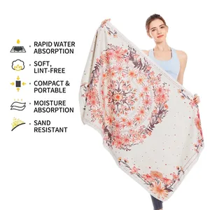 Microfiber Quick Dry Beach Towel Super Absorbent Sand Free Lightweight Mandala Bohemian Floral Tropical Print Bath Towel For Travel
