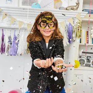 Funny 2027 Happy New Year party paper glasses with hat and mustache design