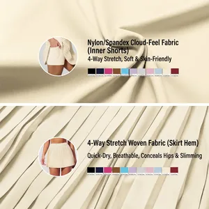 Damen Tennis-Faltenrock mit Innenhose aus atmungsaktivem Stoff in Apricot