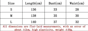 Size chart for V-neck knit dress showing S, M, L measurements in centimeters