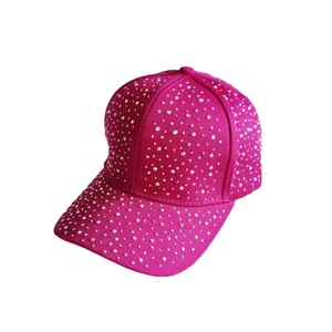 Sparkling rhinestone baseball cap in bright hot pink with full crystal decoration
