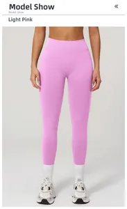 Detailed model show of high waist light pink seamless yoga leggings for women