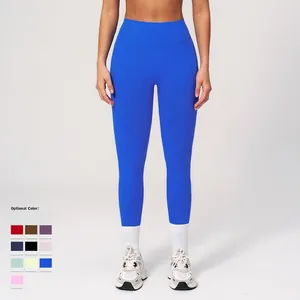 Women's high waist seamless yoga pants in royal blue with V-shape fit and 10 color options
