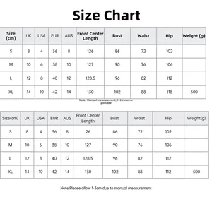 Detailed size chart for sexy backless satin evening dress including S to XL measurements