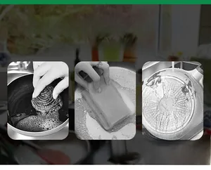 Comparison showing heart wood pulp sponge effectively cleaning grease on a frying pan