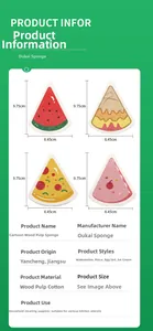 Detailed size specifications for cartoon-shaped heart cellulose kitchen sponges