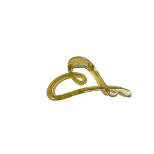 Olive green heart-shaped hair claw clip with vintage resin finish for women