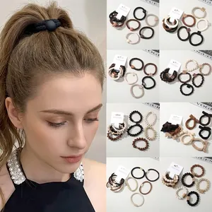 Elegant Earth Tones Hair Scrunchies Woven Elastic Hair Ties For Women Korean Style Handmade Decorative Hair Bands Accessories