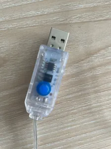 USB controller for LED string lights with manual mode button and transparent casing