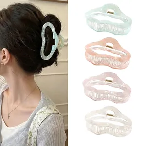 French Mermaid Iridiscent Cloud Hair Claw Wave Shark Clip Acetate High End Pearlescent Jelly Color Hairpin For Women Daily Hair Accessories