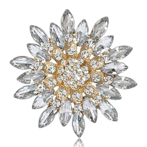 Elegante Spilla a Girasole in Lega di Strass per Donna Spilla Floreale Creativa di Alta Qualità Gioielli per Matrimonio Banchetto