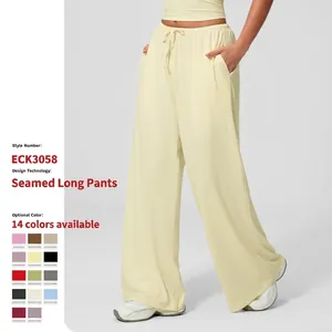 Women High Waist Wide Leg Pants Brushed Drape Casual Yoga Lounge Trousers With Drawstring Pockets Soft Athletic