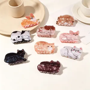 Cute Animal Hair Claw Clip Cat Dog Shape Acetate Look PVC Hair Clamp Non-slip Strong Hold Sweet Hair Accessories For Women