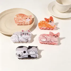5-piece set of cute acetate animal hair claws featuring cat and dog shapes