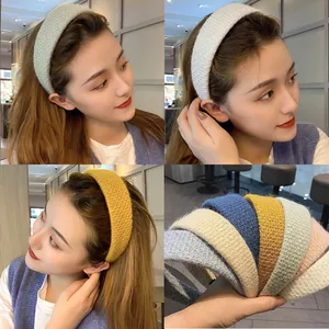 Serre-tête rembourré en tricot nid d'abeille de couleurs pastel pour coiffure élégante