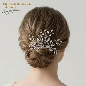 Handmade Bridal Rhinestone Hair Comb Gold Silver Vine Leaf Hair Insert Elegant Wedding Headpiece Women Hair Accessories
